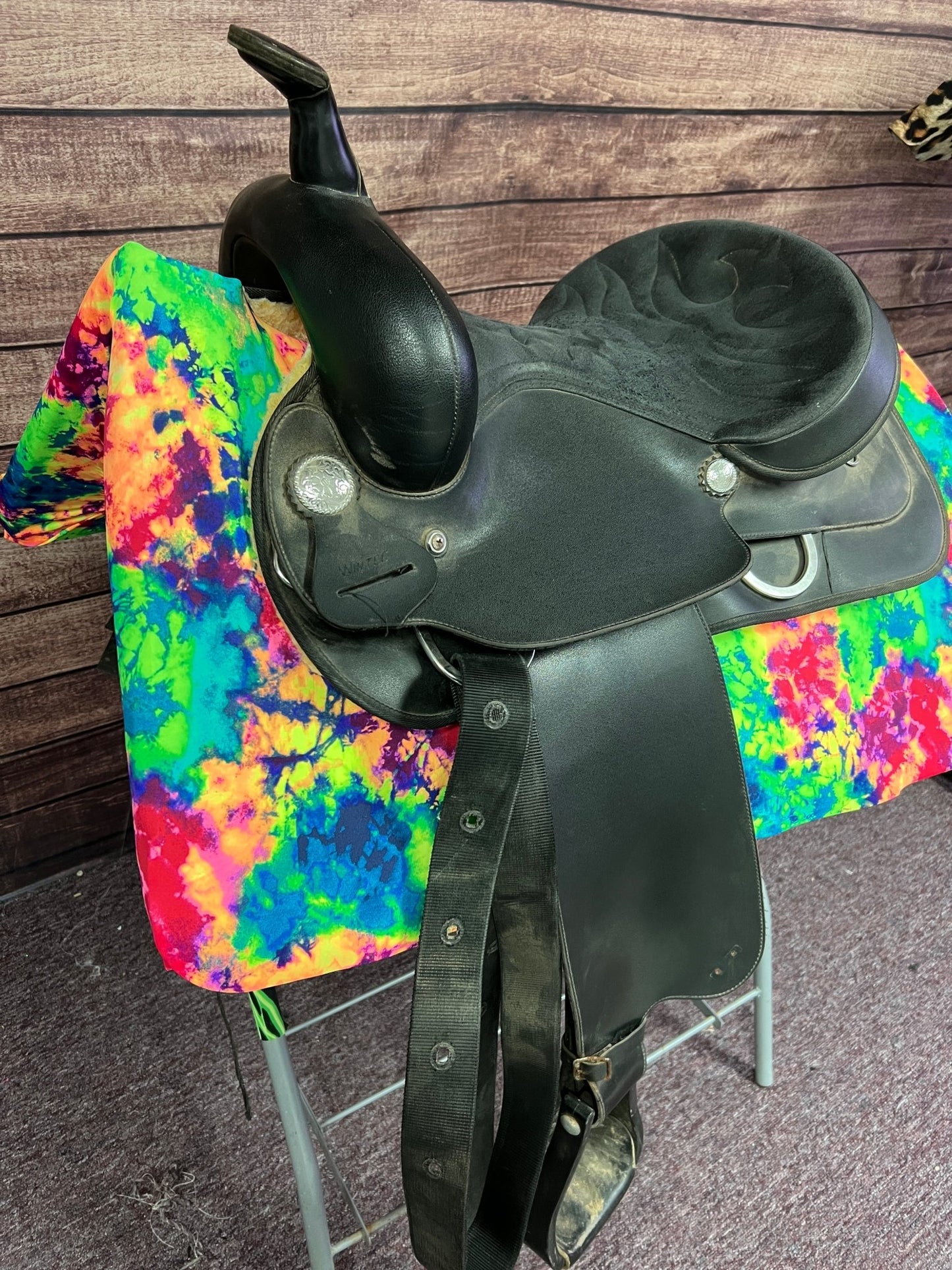 Western Saddle Pad COVER in Acid Splash Tie Dye (Saddle Pad Cover Only) - Riverside Rodeo Shirts