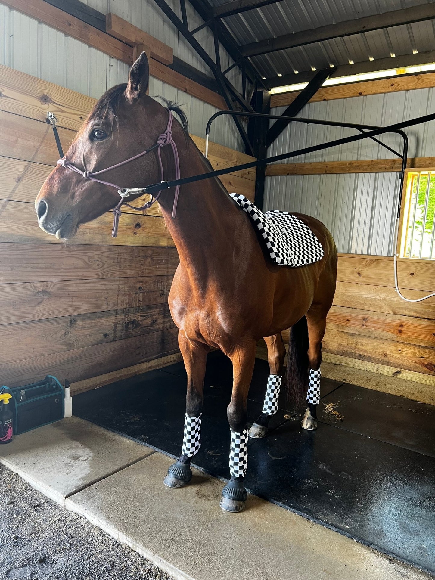 Western Saddle Pad COVER in Black and White Checkered (Saddle Pad Cover Only) - Riverside Rodeo Shirts