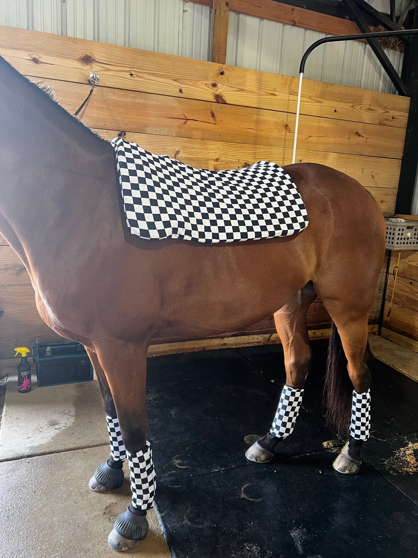 Western Saddle Pad COVER in Black and White Checkered (Saddle Pad Cover Only) - Riverside Rodeo Shirts