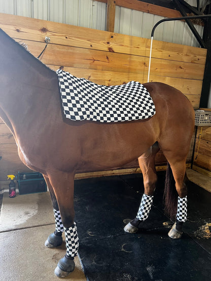 Western Saddle Pad COVER in Black and White Checkered (Saddle Pad Cover Only) - Riverside Rodeo Shirts