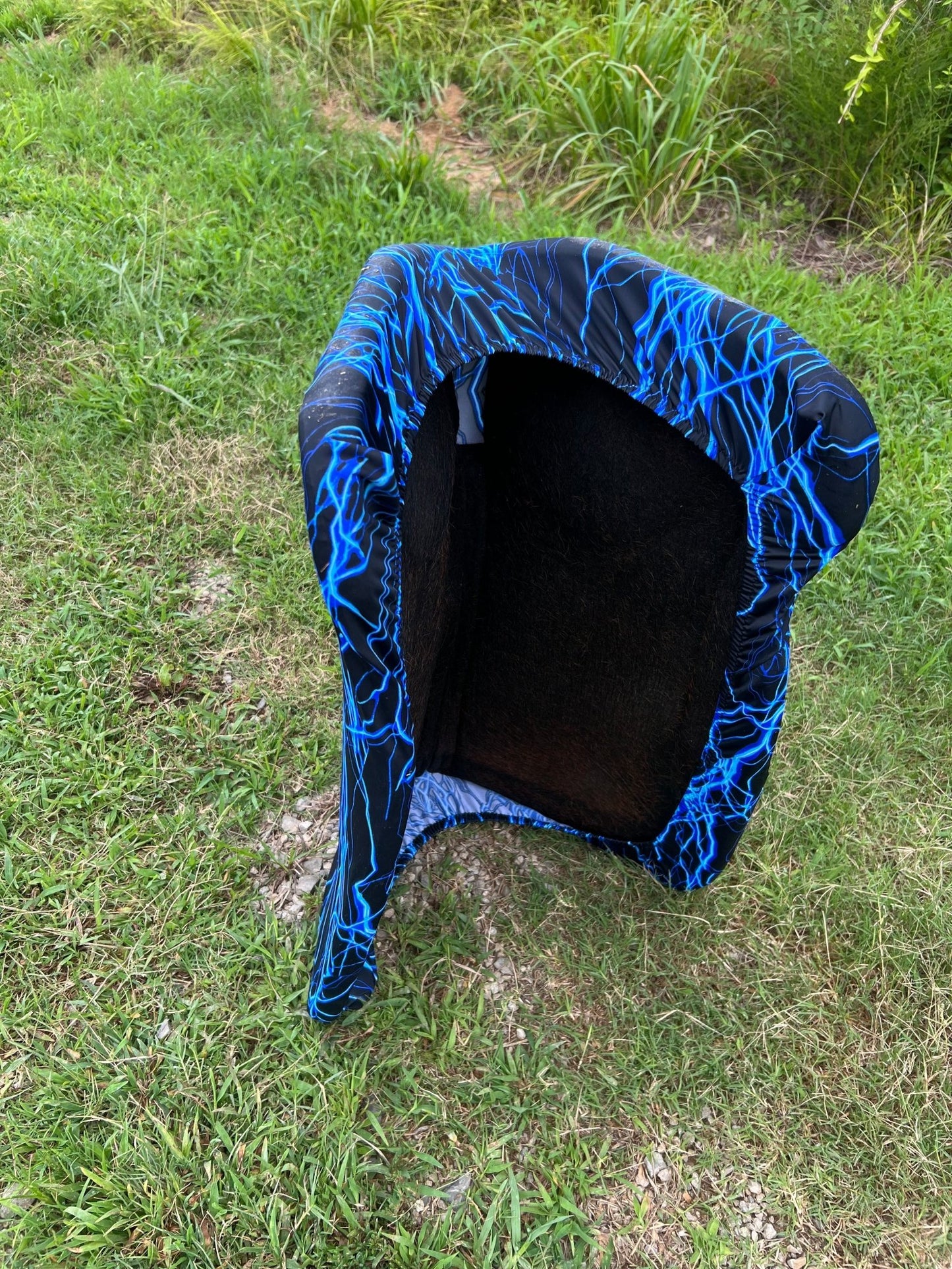 Western Saddle Pad COVER in Neon Blue Lightning (Saddle Pad Cover Only) - Riverside Rodeo Shirts