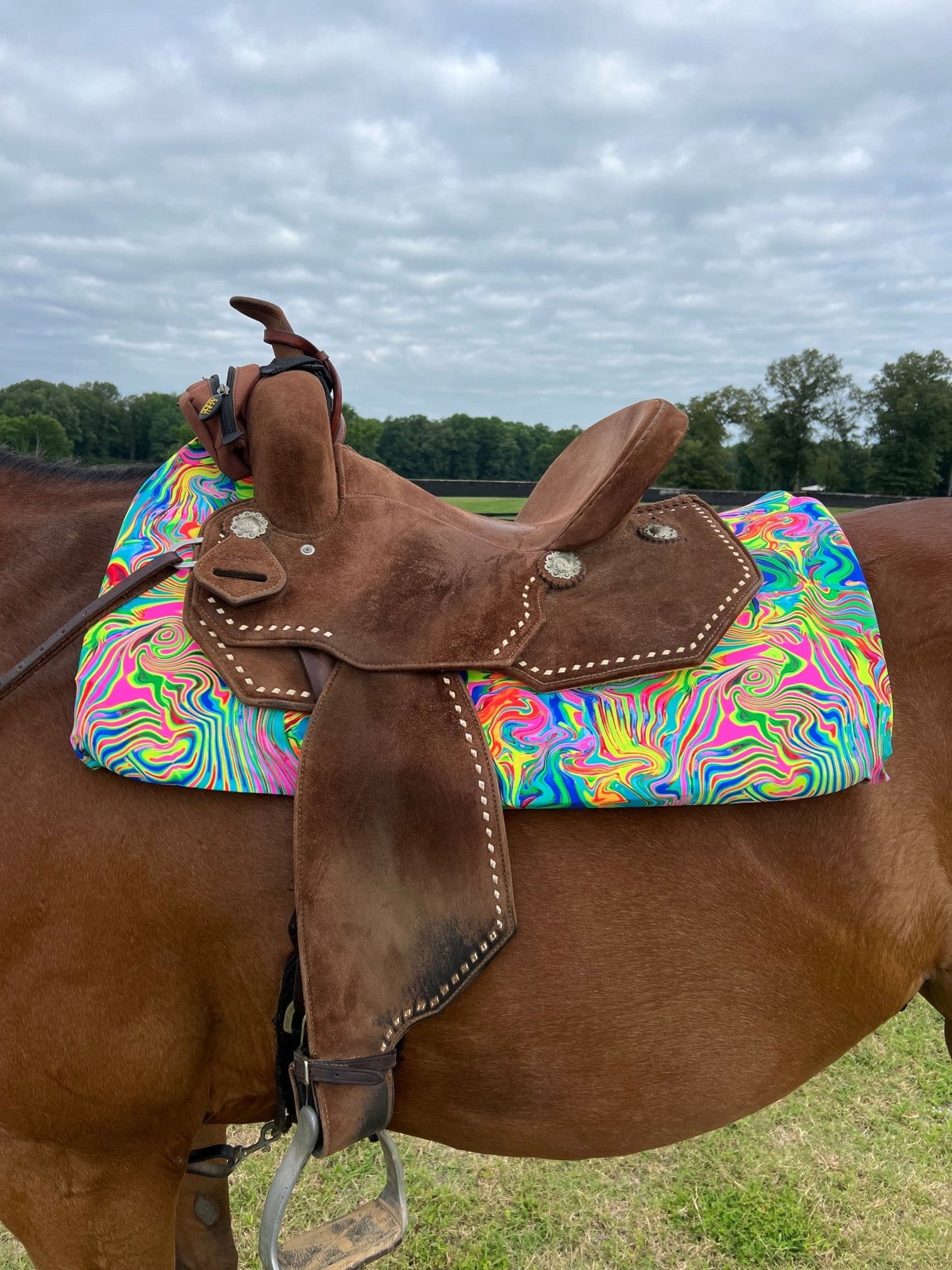 Western Saddle Pad COVER in Neon Flux (Saddle Pad Cover Only) - Riverside Rodeo Shirts