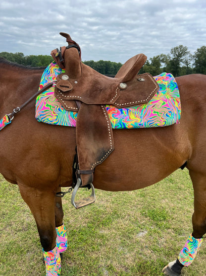 Western Saddle Pad COVER in Neon Flux (Saddle Pad Cover Only) - Riverside Rodeo Shirts
