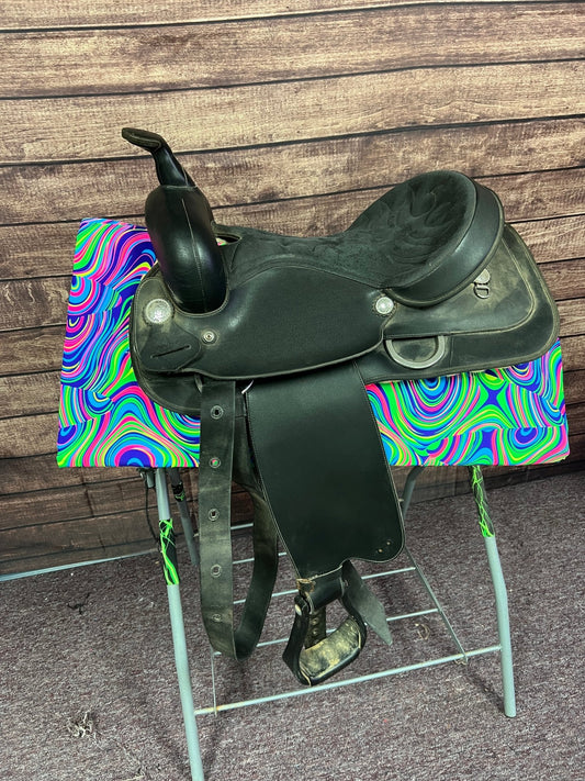 Western Saddle Pad COVER in Neon Glow Worm (Saddle Pad Cover Only) - Riverside Rodeo Shirts