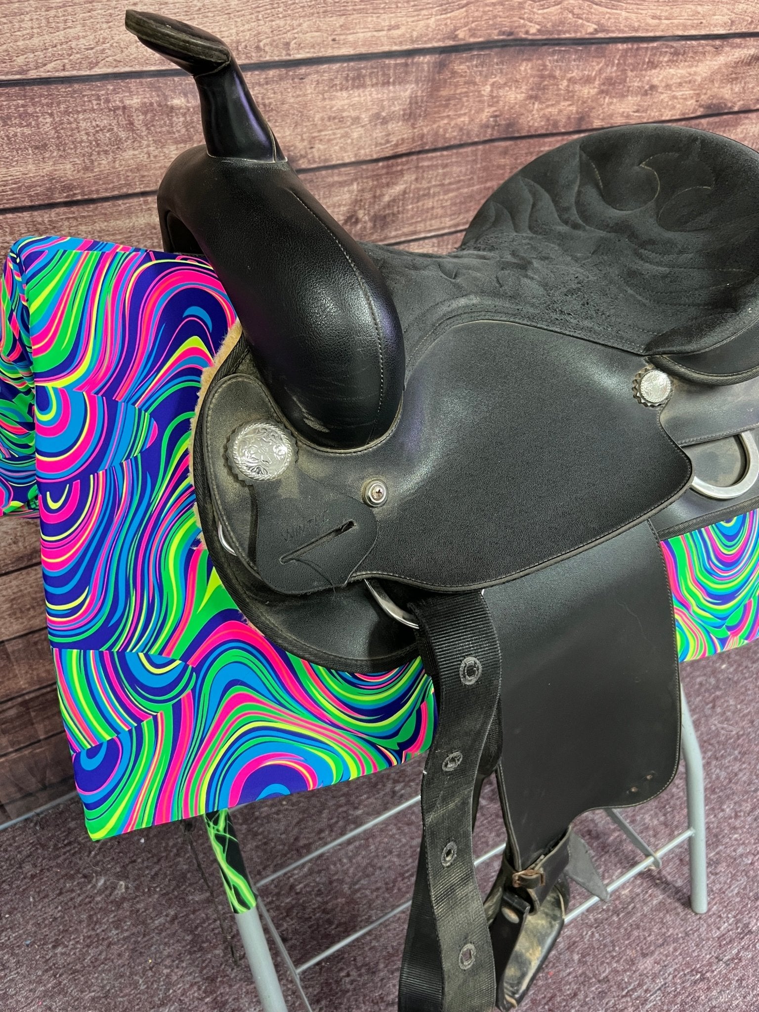 Western Saddle Pad COVER in Neon Glow Worm (Saddle Pad Cover Only) - Riverside Rodeo Shirts