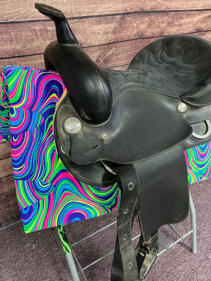 Western Saddle Pad COVER in Neon Glow Worm (Saddle Pad Cover Only) - Riverside Rodeo Shirts