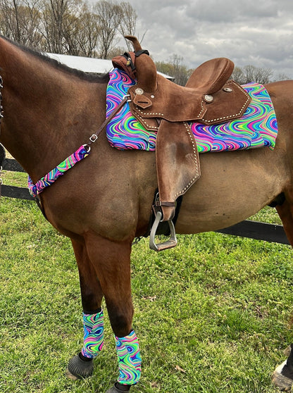 Western Saddle Pad COVER in Neon Glow Worm (Saddle Pad Cover Only) - Riverside Rodeo Shirts