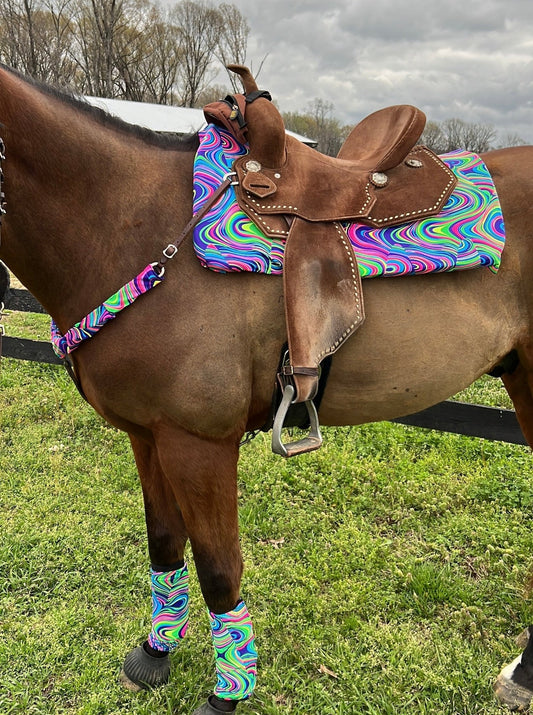 Western Saddle Pad COVER in Neon Glow Worm (Saddle Pad Cover Only) - Riverside Rodeo Shirts