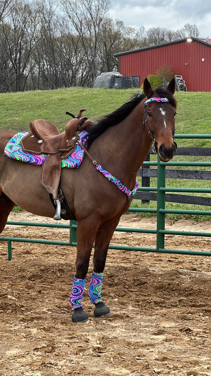 Western Saddle Pad COVER in Neon Glow Worm (Saddle Pad Cover Only) - Riverside Rodeo Shirts