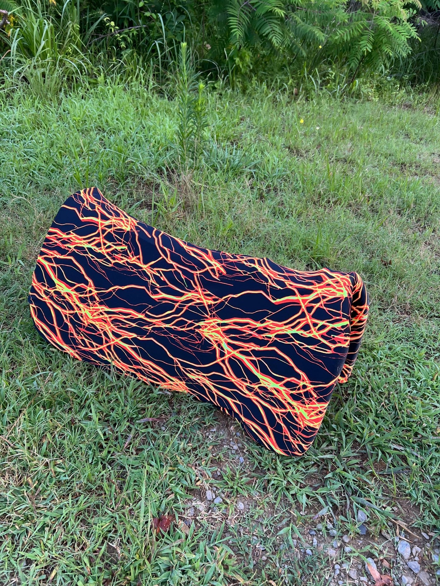 Western Saddle Pad COVER in Neon Orange Lightning (Saddle Pad Cover Only) - Riverside Rodeo Shirts