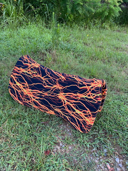 Western Saddle Pad COVER in Neon Orange Lightning (Saddle Pad Cover Only) - Riverside Rodeo Shirts
