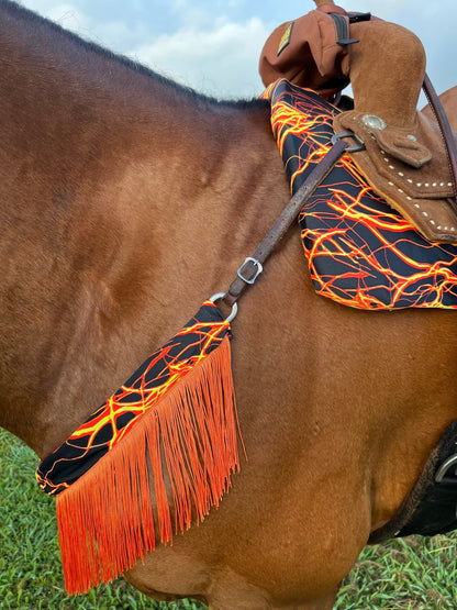 Western Saddle Pad COVER in Neon Orange Lightning (Saddle Pad Cover Only) - Riverside Rodeo Shirts