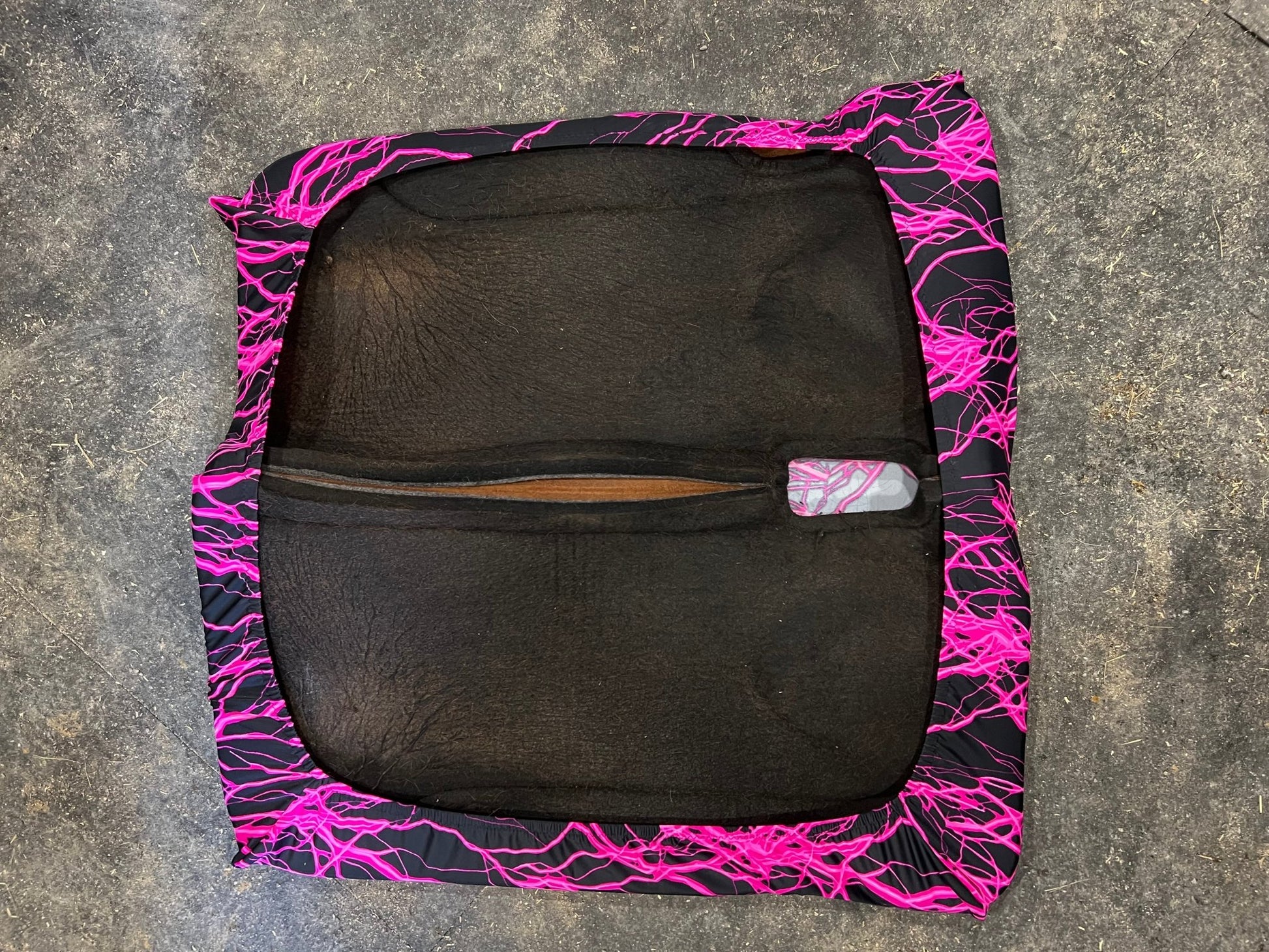 Western Saddle Pad COVER in Neon Pink Lightning (Saddle Pad Cover Only) - Riverside Rodeo Shirts