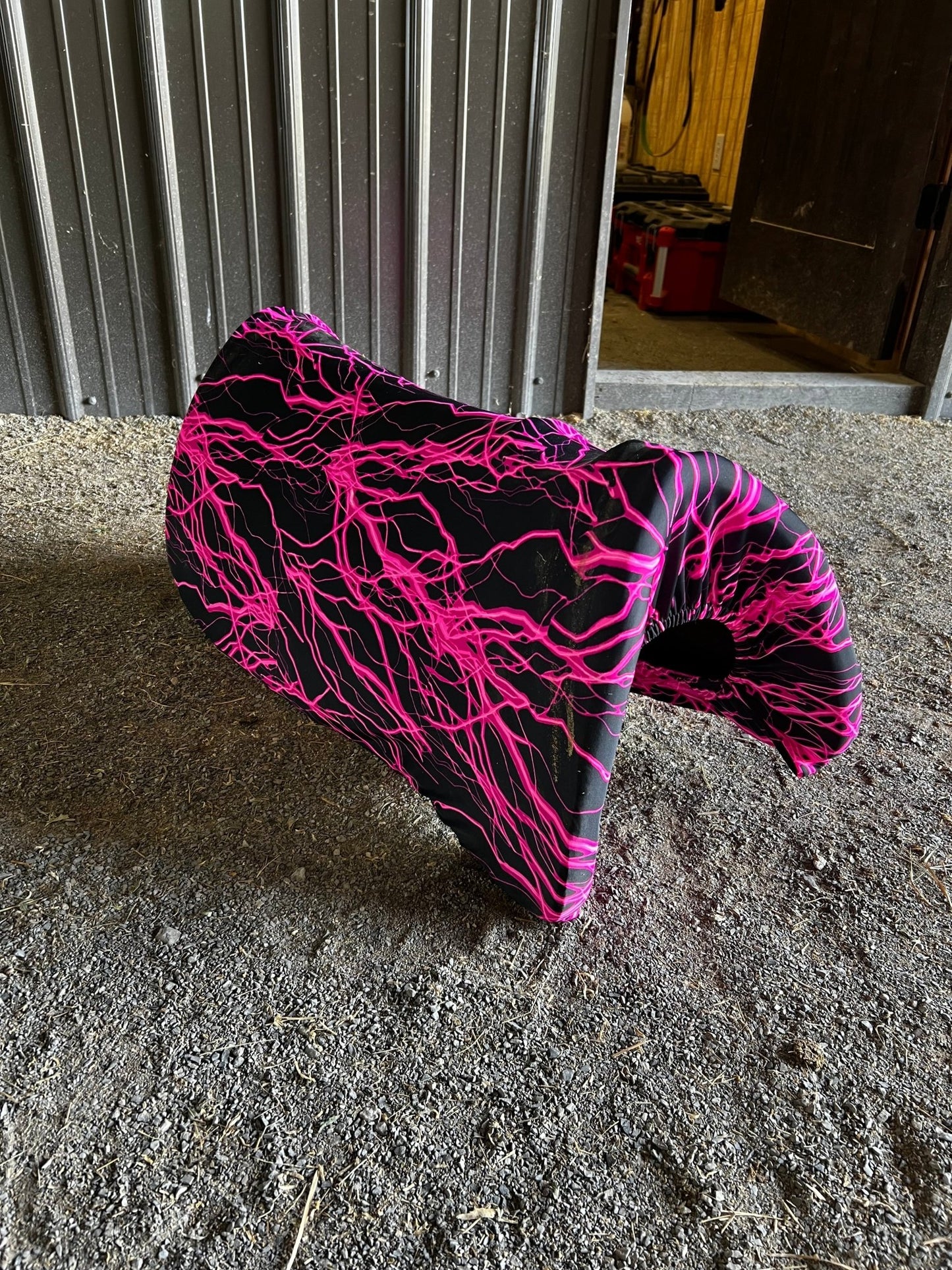 Western Saddle Pad COVER in Neon Pink Lightning (Saddle Pad Cover Only) - Riverside Rodeo Shirts