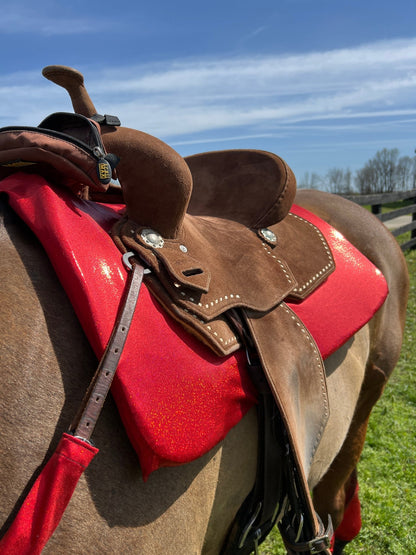 Western Saddle Pad COVER in Red Sparkly Jewel (Saddle Pad Cover Only) - Riverside Rodeo Shirts