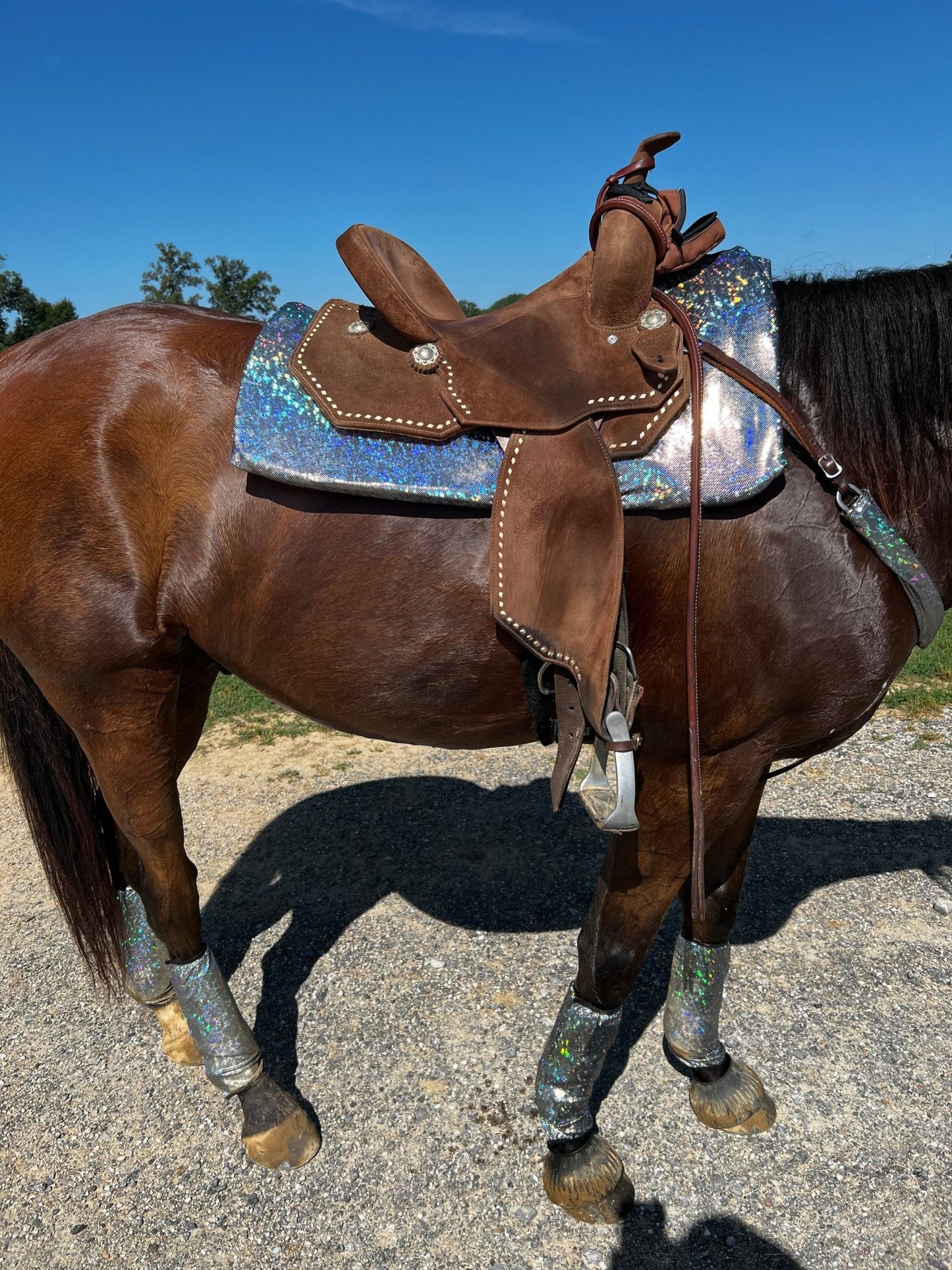 Western Saddle Pad COVER in Silver Kaleidoscope (Saddle Pad Cover Only) - Riverside Rodeo Shirts