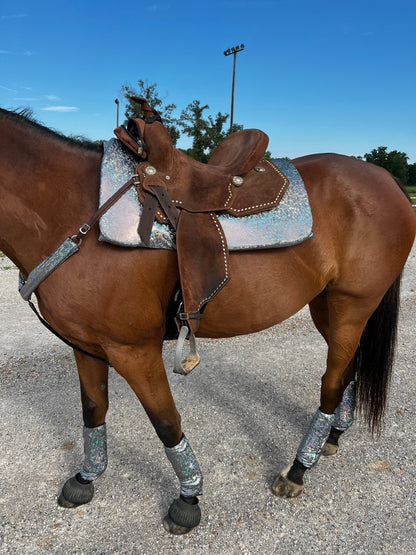 Western Saddle Pad COVER in Silver Kaleidoscope (Saddle Pad Cover Only) - Riverside Rodeo Shirts