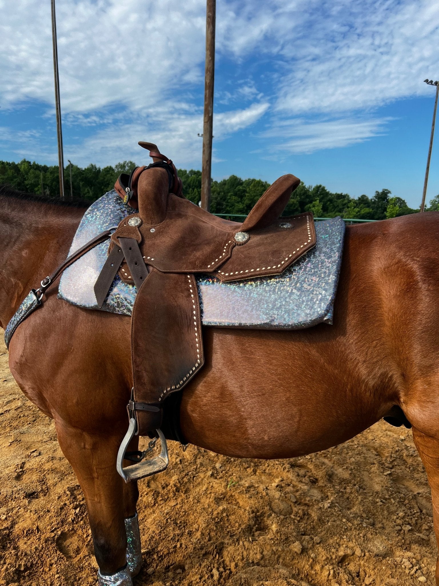 Western Saddle Pad COVER in Silver Kaleidoscope (Saddle Pad Cover Only) - Riverside Rodeo Shirts