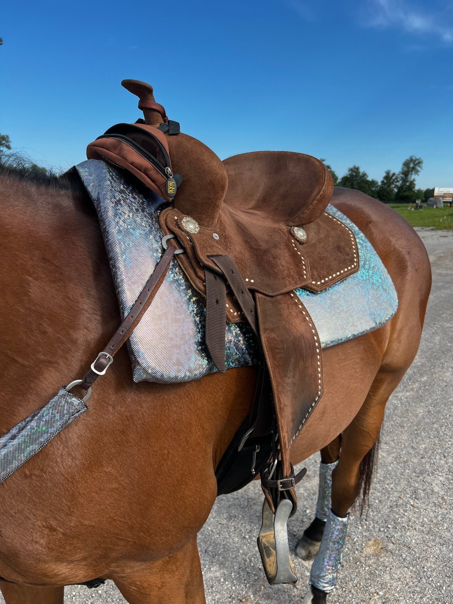 Western Saddle Pad COVER in Silver Kaleidoscope (Saddle Pad Cover Only) - Riverside Rodeo Shirts