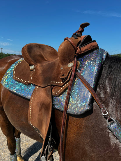 Western Saddle Pad COVER in Silver Kaleidoscope (Saddle Pad Cover Only) - Riverside Rodeo Shirts