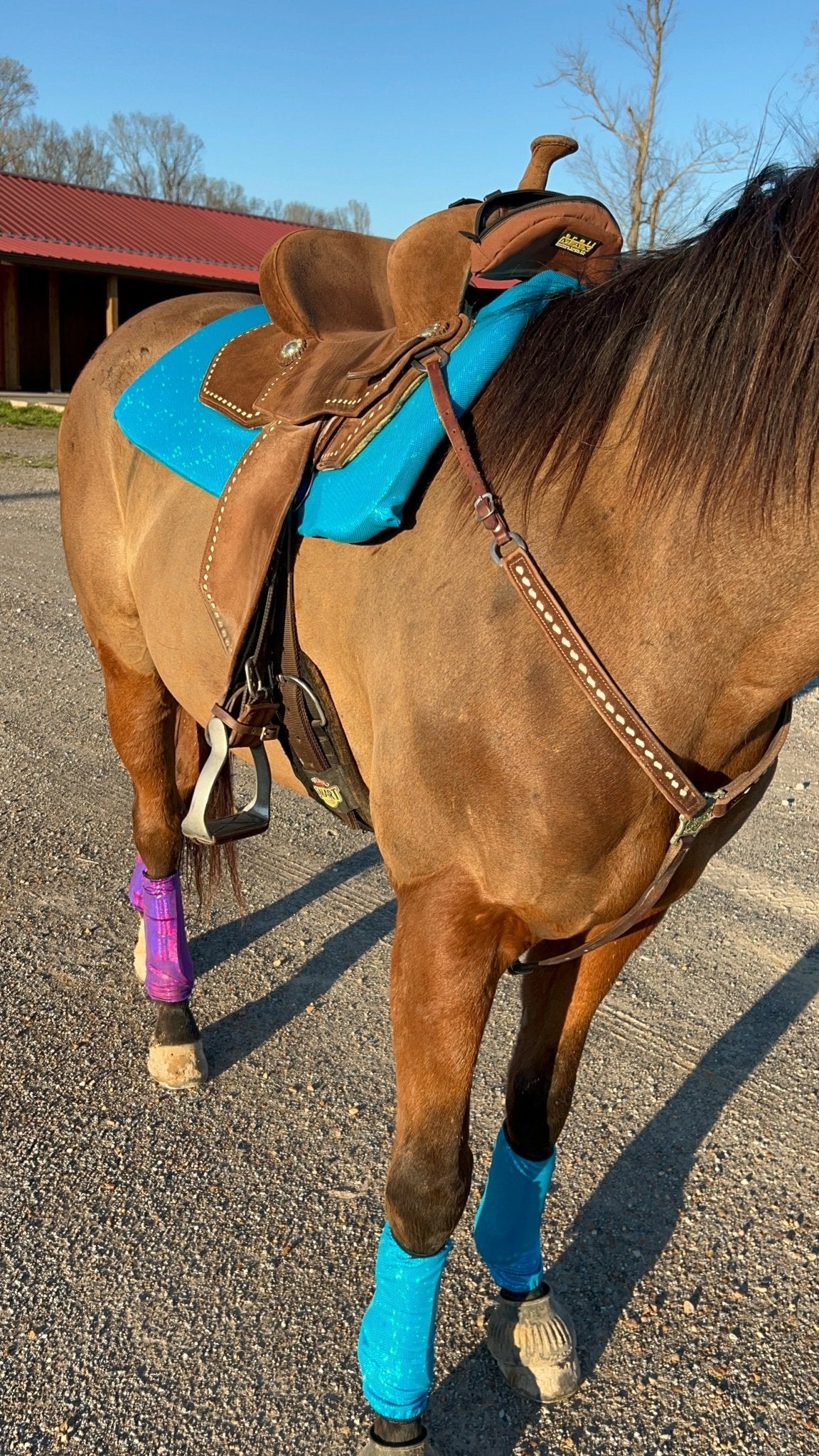 Western Saddle Pad COVER in Turquoise Kaleidoscope - Riverside Rodeo Shirts