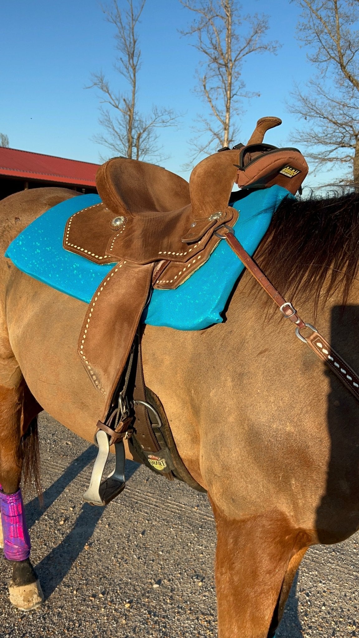 Western Saddle Pad COVER in Turquoise Kaleidoscope - Riverside Rodeo Shirts