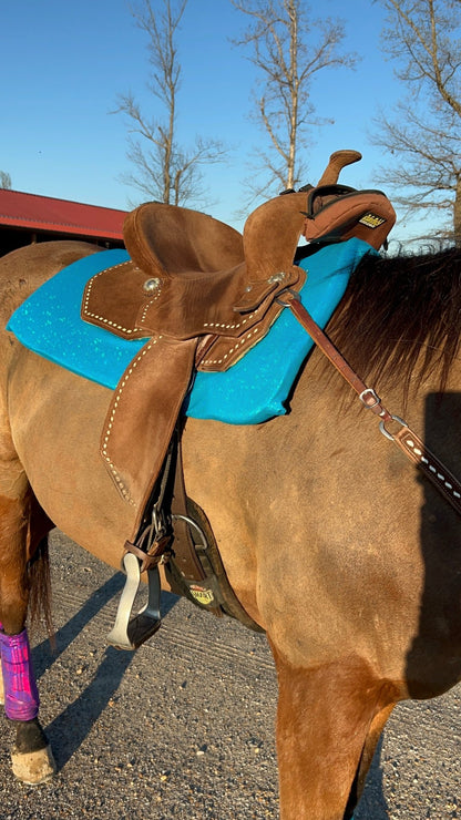 Western Saddle Pad COVER in Turquoise Kaleidoscope - Riverside Rodeo Shirts