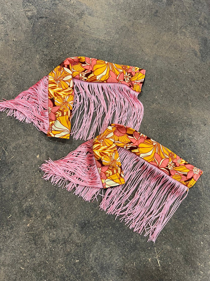 What the Floral Breast Collar Cover with Chainette Fringe (Covers ONLY) - Riverside Rodeo Shirts