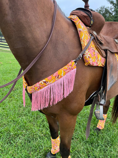 What the Floral Breast Collar Cover with Chainette Fringe (Covers ONLY) - Riverside Rodeo Shirts