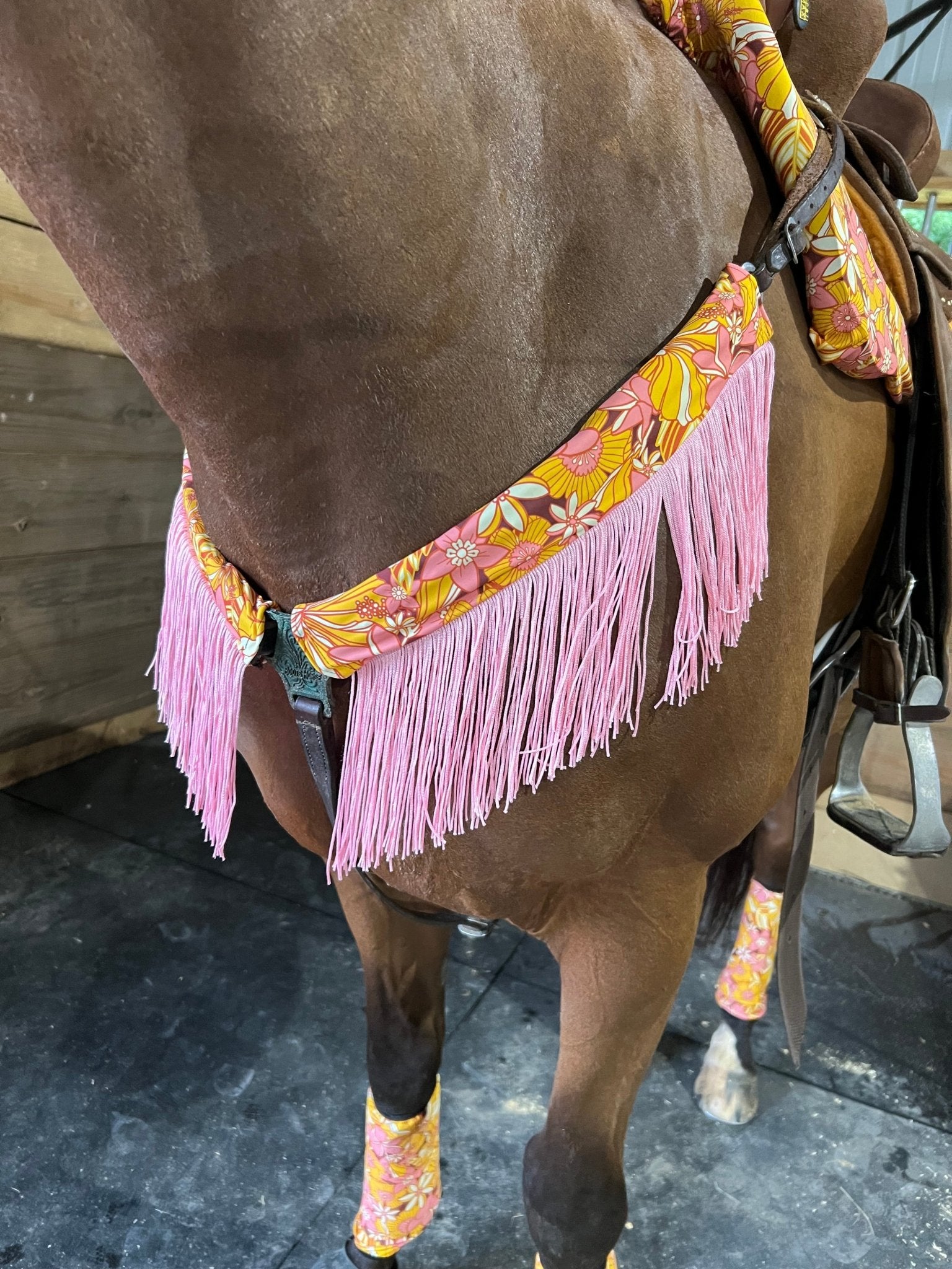 What the Floral Breast Collar Cover with Chainette Fringe (Covers ONLY) - Riverside Rodeo Shirts