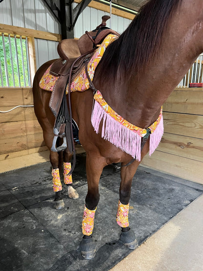 What the Floral Breast Collar Cover with Chainette Fringe (Covers ONLY) - Riverside Rodeo Shirts