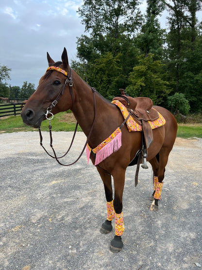 What the Floral Breast Collar Cover with Chainette Fringe (Covers ONLY) - Riverside Rodeo Shirts