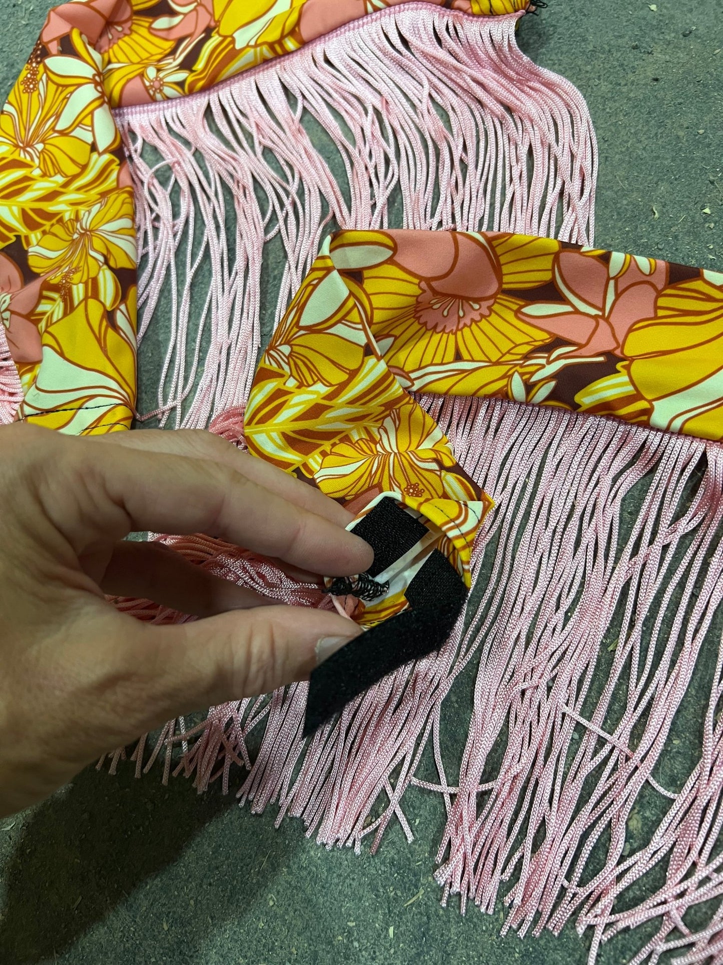 What the Floral Breast Collar Cover with Chainette Fringe (Covers ONLY) - Riverside Rodeo Shirts