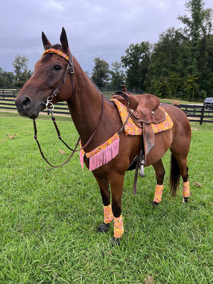 What the Floral Breast Collar Cover with Chainette Fringe (Covers ONLY) - Riverside Rodeo Shirts