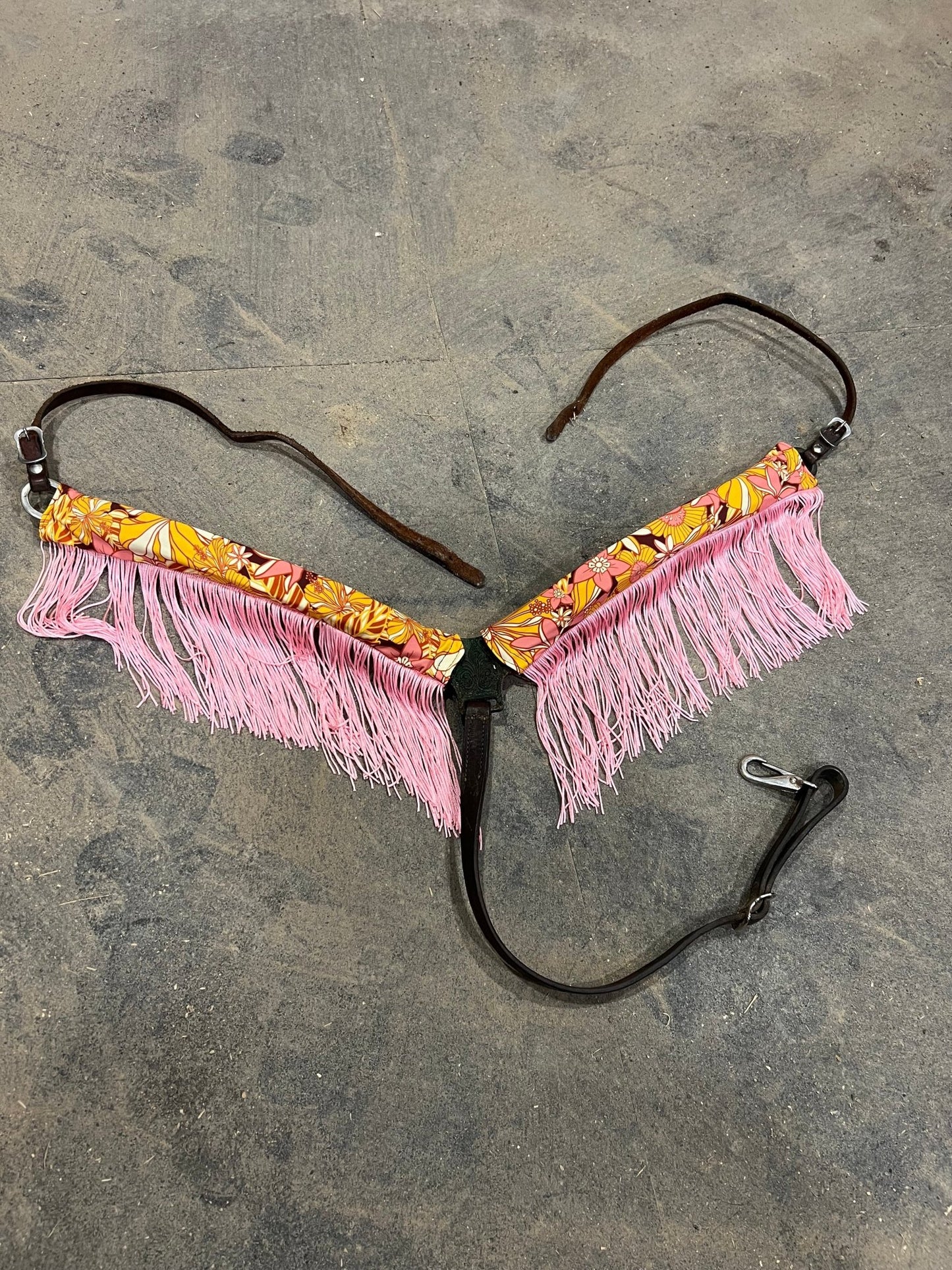 What the Floral Breast Collar Cover with Chainette Fringe (Covers ONLY) - Riverside Rodeo Shirts